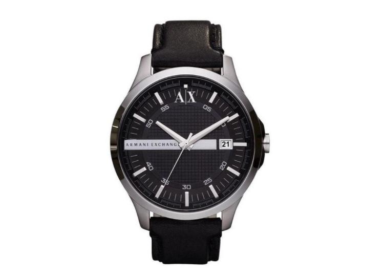 Armani Exchange Men’s Watch with Black Leather Strap