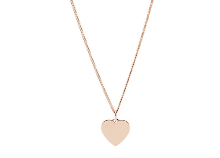 Fossil Heart Rose-Gold-Tone Stainless Steel Necklace