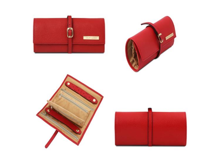 Tuscany Leather Soft Leather Jewellery Case Lipstick Red