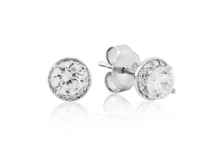 Waterford Crystal Elegance Sterling Silver Small Cluster Round Stud Earrings